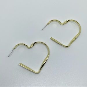 Gold Heart Twist C Shape Heart Earrings